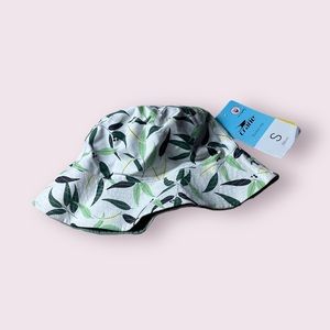 NWT Kid Crane White Green Leaf Bucket Hat SPF 50+ Excellent Protection Sz Small